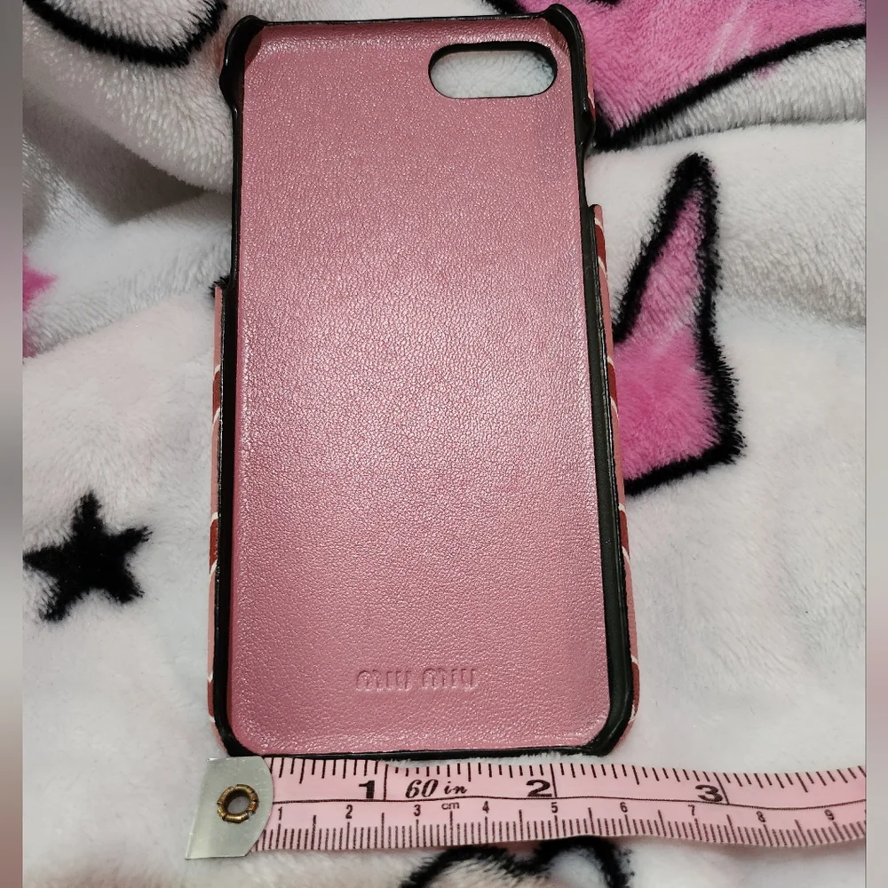 0012. Miu Miu Pink Heart-Patterned iPhone Case X XS
